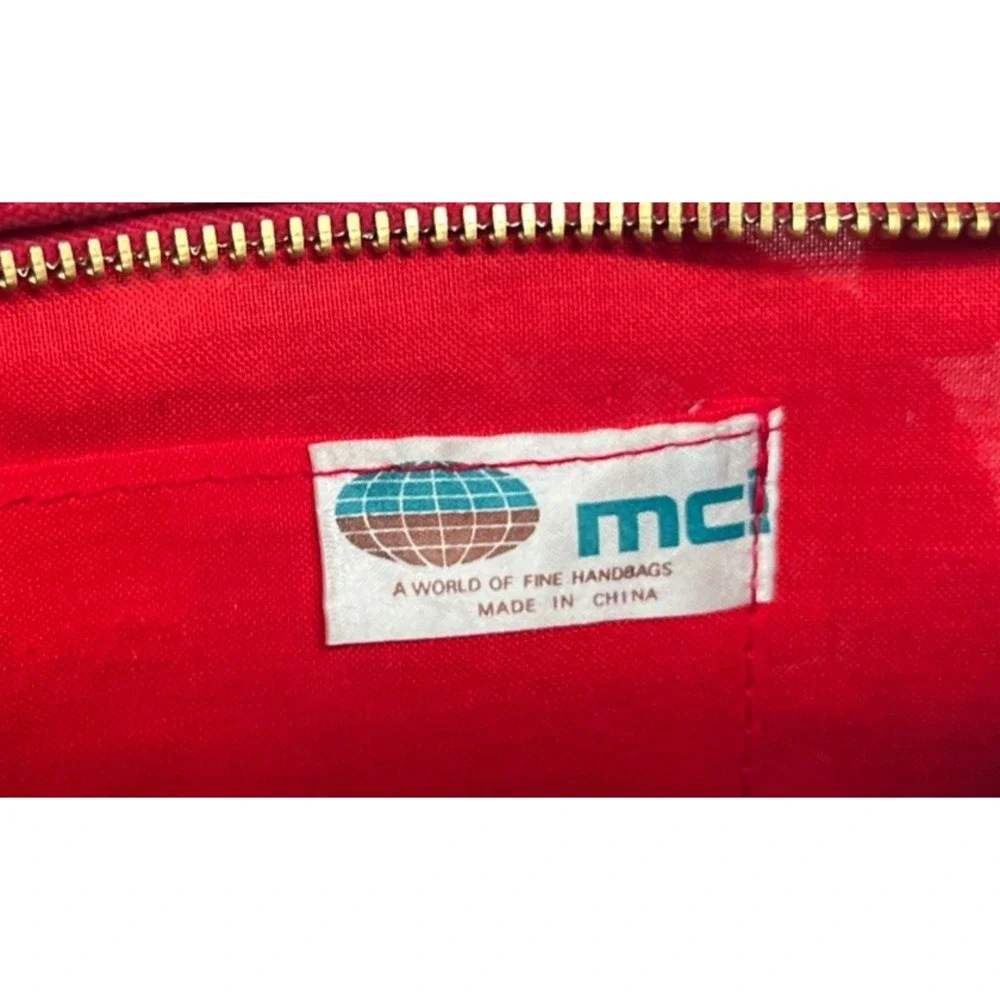 Vintage MCI Straw Clutch Wristlet Red Handwoven Raffia Boho Summer Bag 1970s